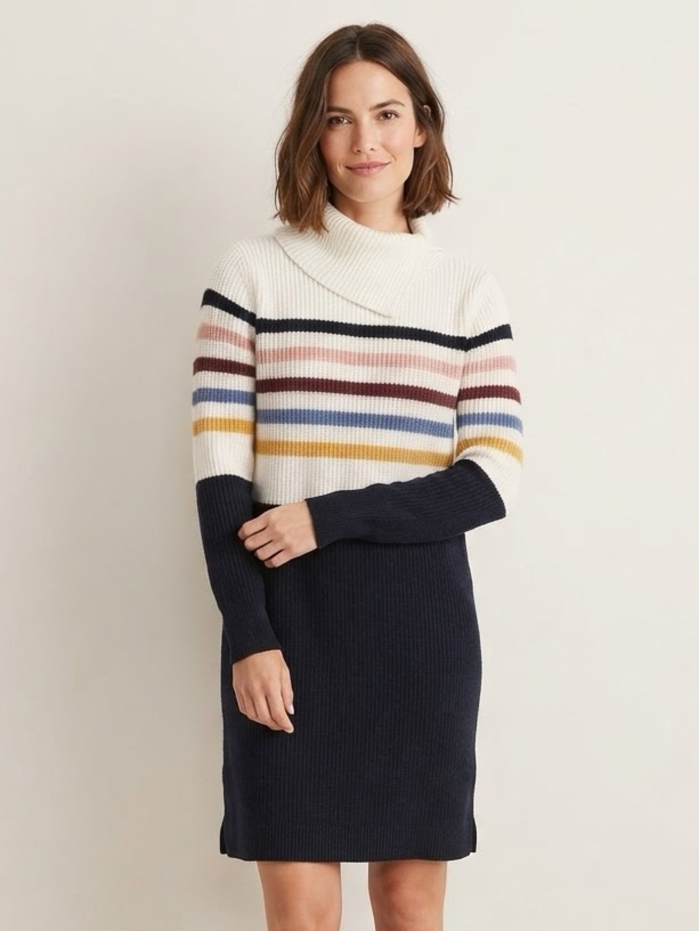 Barbour Sz 6 Knit Cotton Nautical Navy Striped Sweater Dress